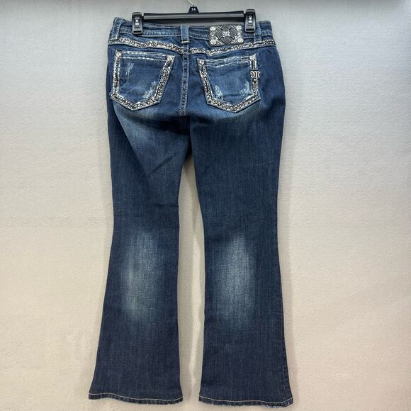 Miss Me Jeans Women's Size 27(4)Signature Boot Crystal Metallic Stitching Bling - Picture 10 of 15